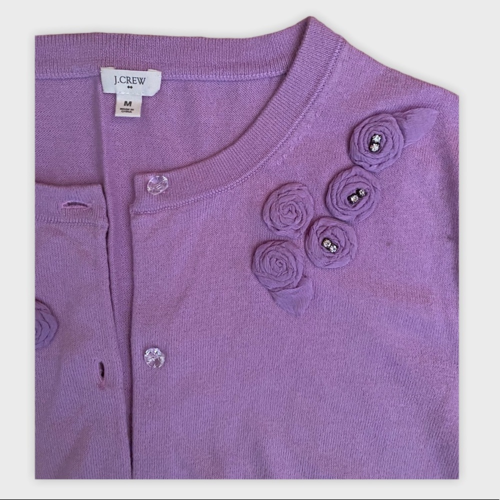 J. Crew Purple Embellished Cardigan